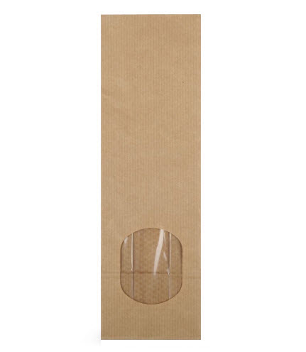 Blockbodenbeutel Natur mit Sichtfenster