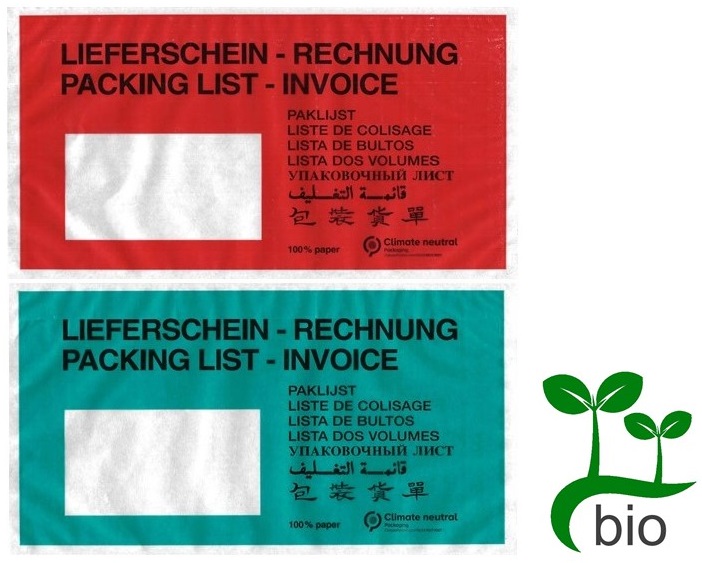 Papier-Dokumententasche Lieferscheintasche rot und grün