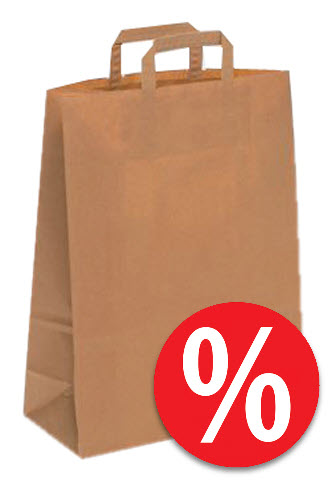 Papiertragetaschen braun mit flachen Papierhenkeln