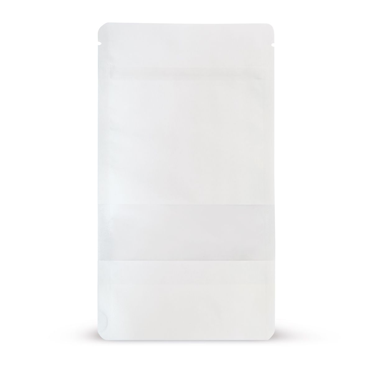 Standbodenbeutel (Doypack) Kraftpapier mit Sichtfenster WEISS