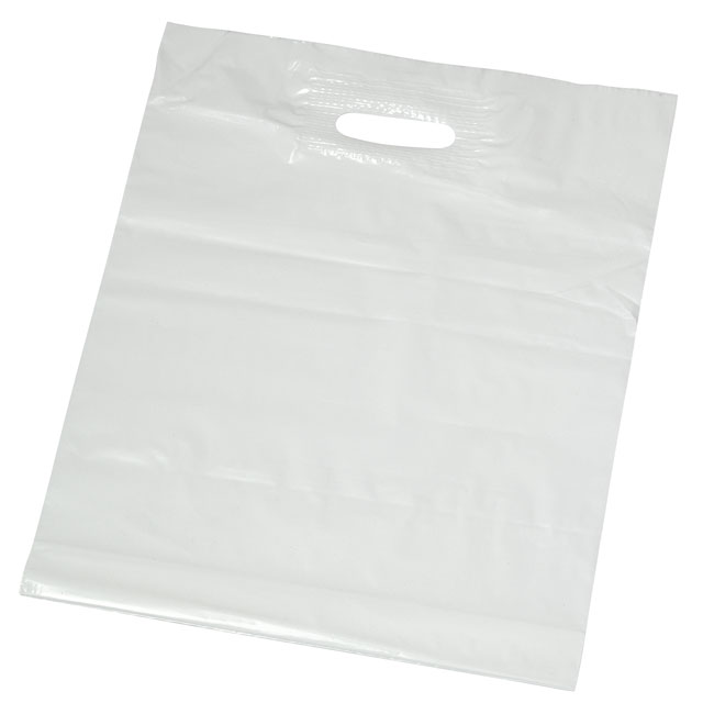 Grifflochtragetaschen aus Kunststoff / Plastiktragetaschen / weiss / 380 x 80 x 460mm