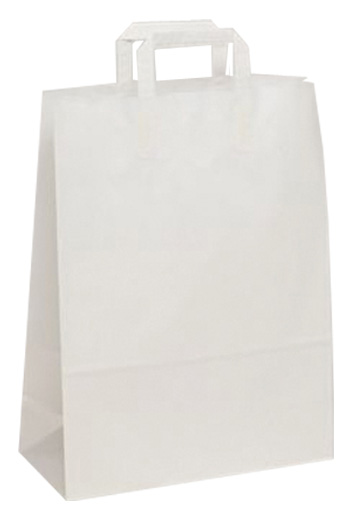 Papiertragetasche weiss mit flachen Papierhenkeln / 320 x 140 x 420 mm / 80g/m&sup2;