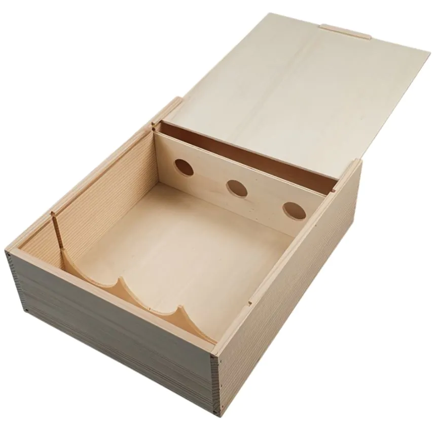 Weinkiste / Holzkiste mit Schiebedeckel und Guillotine / 2er