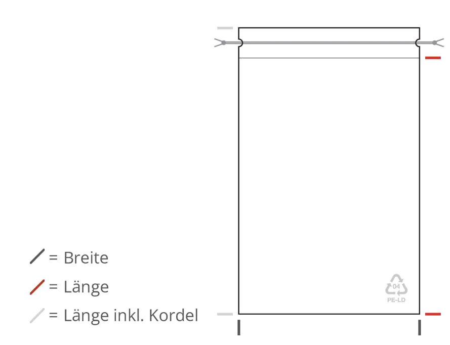 Kordelzugbeutel / 100 x 120 x 0.05mm