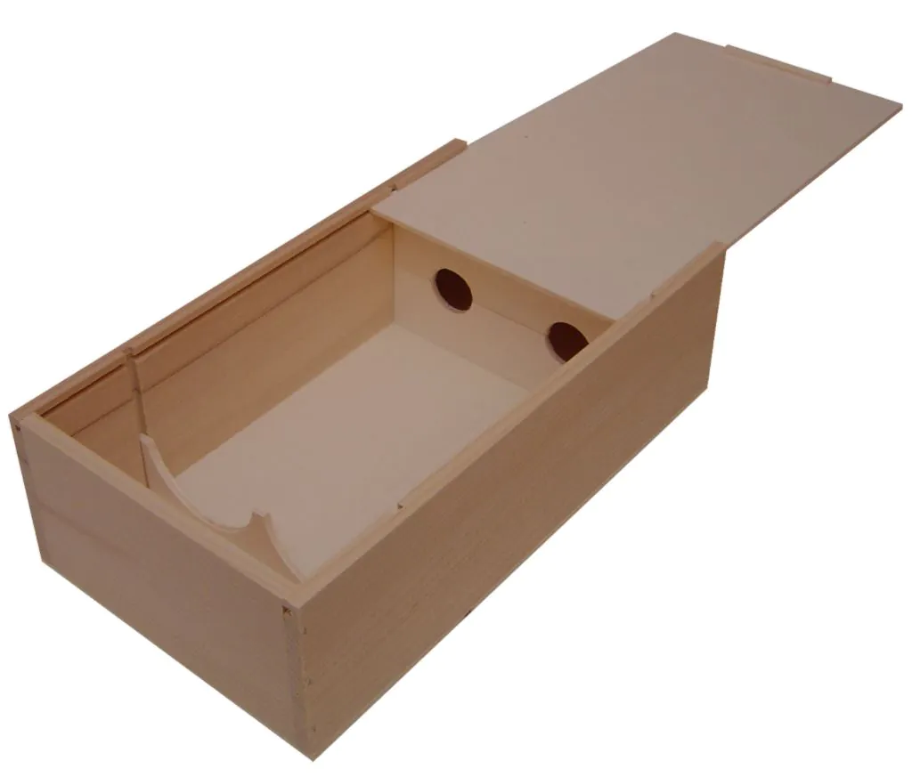 Weinkiste / Holzkiste mit Schiebedeckel und Guillotine / 2er